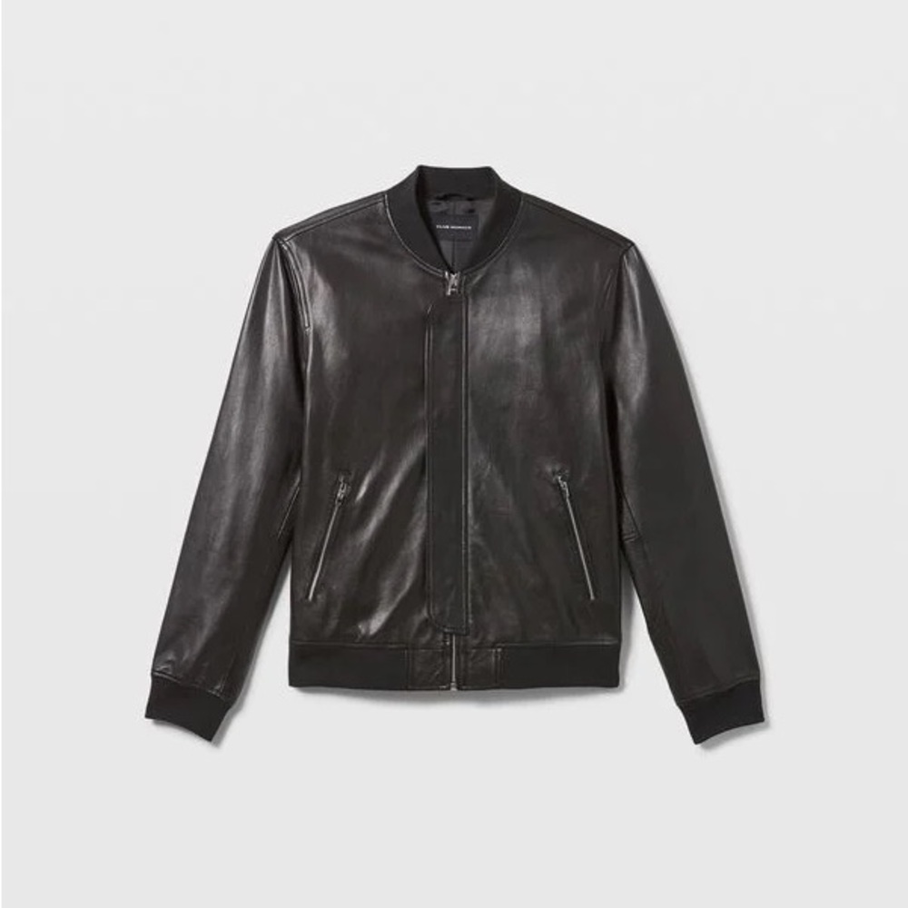 Club Monaco Leather Bomber Jacket